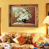 欧式花卉油画纯手绘客厅带框画卧室餐厅过道装饰挂画百年好合油画