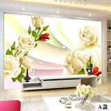 塞拉维简约现代大型无缝墙纸壁画客厅电视背景墙3D立体软包玫瑰花