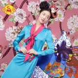 密扇2016春季新款设计师女装中国风复古刺绣改良睡袍民族风连衣裙