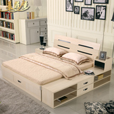 美菲堡现代简约板式床1.2米1.5米1.8米双人床榻榻米床高箱储物床