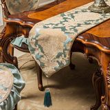 卡琳夫人桌旗欧式绿色绒布艺美式新品床旗茶几布双层餐桌布可定制
