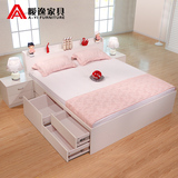 暧逸 2米双人床 现代储物抽屉床 环保无甲醛板式床1.8米低高箱床