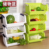 加厚塑料菜篮厨房置物架厨房用品用具蔬菜架水果落地收纳篮菜筐层