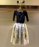卓雅 专柜正品代购 2015春款 针织蝴蝶结气质连衣裙 H1001601