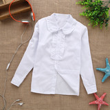 一件代发女童白衬衫男童长袖纯棉白色衬衣中小学生儿童上衣演出服