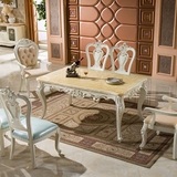 吃饭小户型餐桌椅组合欧式大理石实木质长方形家用饭桌4/6人组装