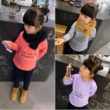 童装2016秋冬装新款韩版男女童卫衣 儿童宝宝加绒套头字母长袖T恤