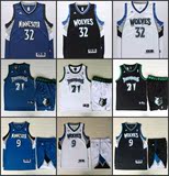 NBA森林狼队2015状元唐斯32号球衣套装加内特威金斯卢比奥篮球服