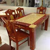 现代天然大理石餐桌椅6人组合长方形实木家用饭桌小户型餐台桌子