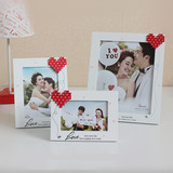 韩式木质6寸7寸10寸相框摆台组合创意爱心挂墙情侣婚纱照相架包邮