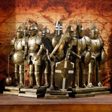 欧式复古铠甲骑士模型摆件创意铁艺罗马武士家居客厅软装饰品摆设