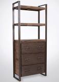 美法式乡村复古实木文件柜铁艺储物柜收纳柜创意置物抽屉柜子斗柜