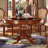 欧式实木圆桌 转盘双层餐桌小户型1.2米圆桌1.5/1.8米酒店大餐桌