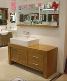 简约现代中式浴室柜组合橡木实木落地式卫浴柜洗手盆洗脸盆柜组合
