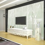 大型定制壁画北欧风格墙纸壁纸3d立体客厅卧室电视背景墙树林