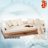 定做 新中式定制免漆实木家具 创意设计禅意老榆木罗汉床/沙发