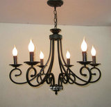 红色黑色铁艺吊灯 卧室客厅餐厅灯简约时尚欧式古铜色蜡烛吊灯饰