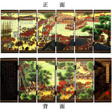 仿古小屏风六扇清明上河图商务礼品漆画摆件中国风工艺品礼品