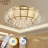 欧式全铜吸顶灯卧室客厅遥控调光美式led无极变光餐厅圆形水晶灯