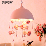粉红玫瑰陶瓷花瓣水晶灯吸吊两用卧室灯美式韩式简约吊灯餐厅灯具