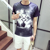 巴宝莉2016夏韩版新款风尚男士潮牌大码九块九超人短袖T恤男式