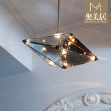 北欧创意异形玻璃吊灯后现代个性餐厅客厅展厅菱形多面体钻石吊灯