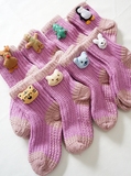 【成人款！】外贸原单 紫色圣诞节玩偶小熊粗针毛线袜地板袜短袜