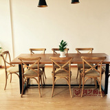 美式铁艺实木餐桌椅6人简约小户型田园餐桌甜品店咖啡厅桌椅组合