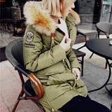 2015冬韩版军工装修身大码加厚棉衣女中长款羽绒服女连帽外套多标