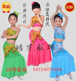 2016六一新款儿童舞蹈服女童傣族舞蹈服装少儿孔雀舞鱼尾裙演出服