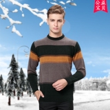 冬季加厚青年男士羊毛衫圆领韩版休闲针织衫学生长袖外套修身毛衣