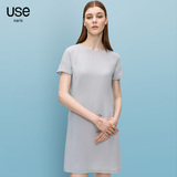 白色短袖雪纺连衣裙USE2016夏新款欧美简约H型时尚修身显瘦连衣裙