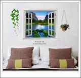 环保墙贴假窗户卧室客厅书房室内装饰贴画绿色风景可移除贴纸特价