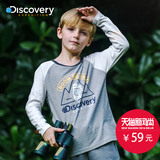 Discovery童装户外男童2016春新纯棉拼接印花长袖T恤DK5077塰