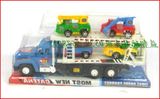 915拖车玩具 惯性汽车 双层运输车  工程车平板卡车含4小车
