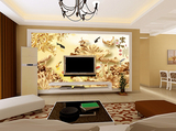 3D高清现代高档客厅酒店沙发背景墙壁纸无缝一整张家和富贵壁画