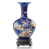 景德镇陶瓷器 现代时尚 描金牡丹花瓶 颜色釉客厅装饰工艺品摆件