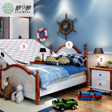 地中海儿童床+床头柜+床垫三件套实木床套房家具卧室储物高箱床