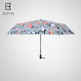 避风湾BFW 韩国创意可爱卡通猫咪黑胶晴雨两用太阳伞折叠女遮阳伞