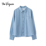 The Virgnia日本直邮 斜纹牛仔长袖立领衬衣衬衫 女