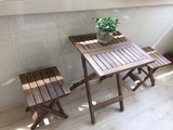 岩轩2016整装做旧不可伸缩组合折叠日式实木椅子原木户外室内餐桌