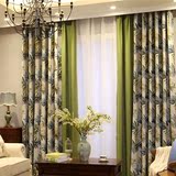 热带风格美式乡村田园遮光高档现代棉麻印花窗帘成品定制客厅卧室