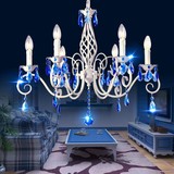 美式田园个性水晶客厅吊灯地中海蓝色卧室蜡烛灯意大利餐厅公主房