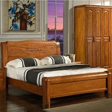 榆木床中式床全实木双人床厚重款雕花床1.51.8米床高超胡桃木床