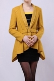 ！雅莹专柜正品2014年特价代购时尚黄色毛呢外套E14PH1012A
