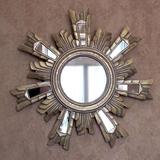 全网首发欧式复古装饰镜玄关镜壁挂镜圆形太阳镜子背景墙软装挂镜