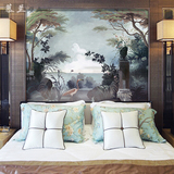 复古欧式油画风景客厅电视沙发卧室背景墙无缝无纺布墙纸壁画壁纸