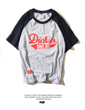 2016夏新款潮流时尚潮牌青少年学生Dickies插肩袖棒球短袖t恤男女