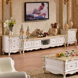 欧式天然大理石电视柜茶几组合套装实木小户型橡木雕花家具 D019