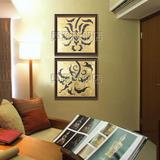 东南亚泰式美式中式风情客厅沙发背景挂画金箔工艺装饰画